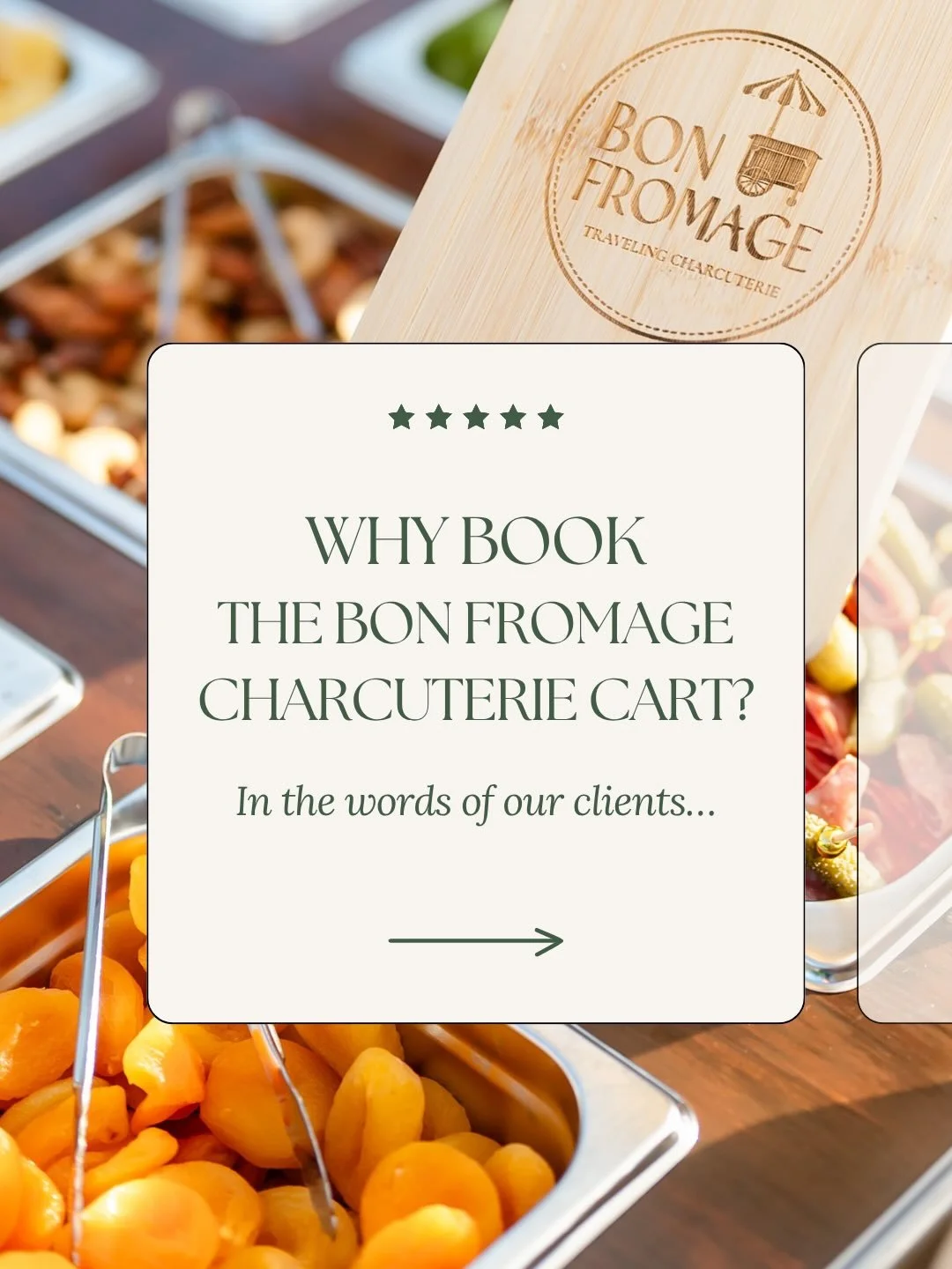 September energy: more events, more cities, more Cosette. ✨

Why should you book Bon Fromage for your next event? We&rsquo;ll let our clients do the talking.

39 Google reviews later, we&rsquo;re incredibly proud of what our clients say again and aga