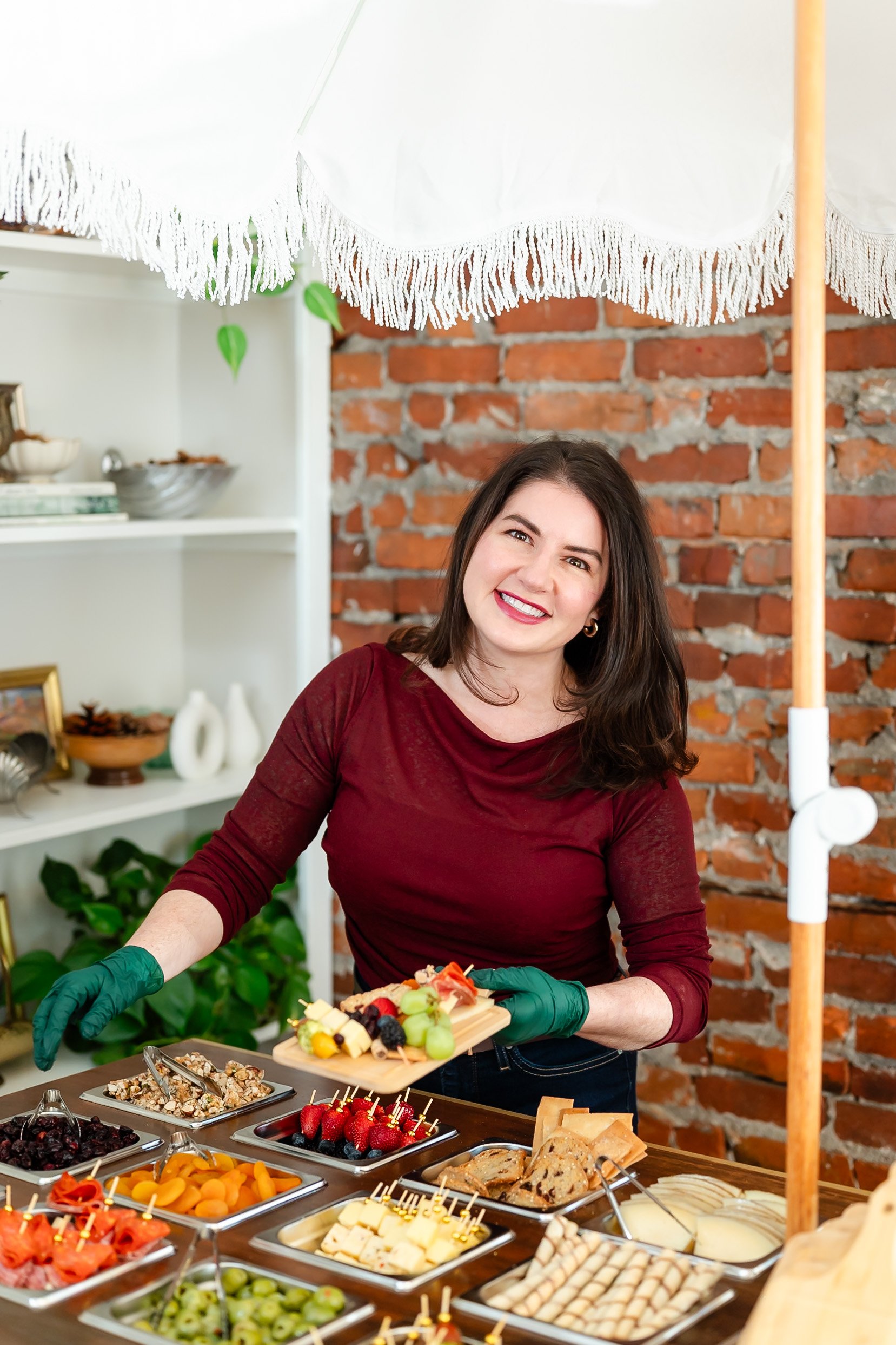 Interactive charcuterie station for guests at event
