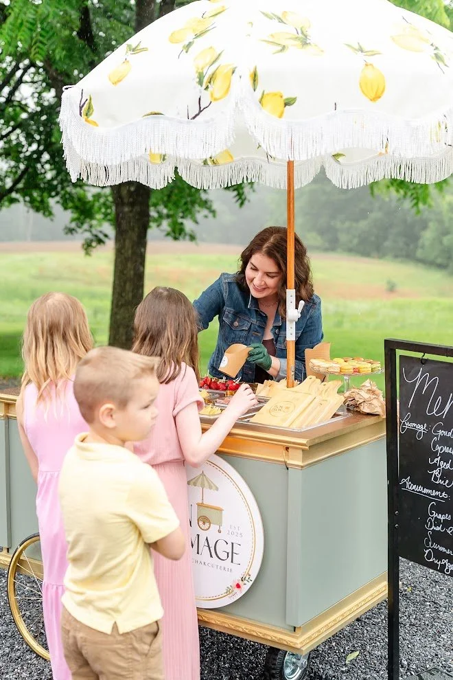 Interactive charcuterie station for guests at event