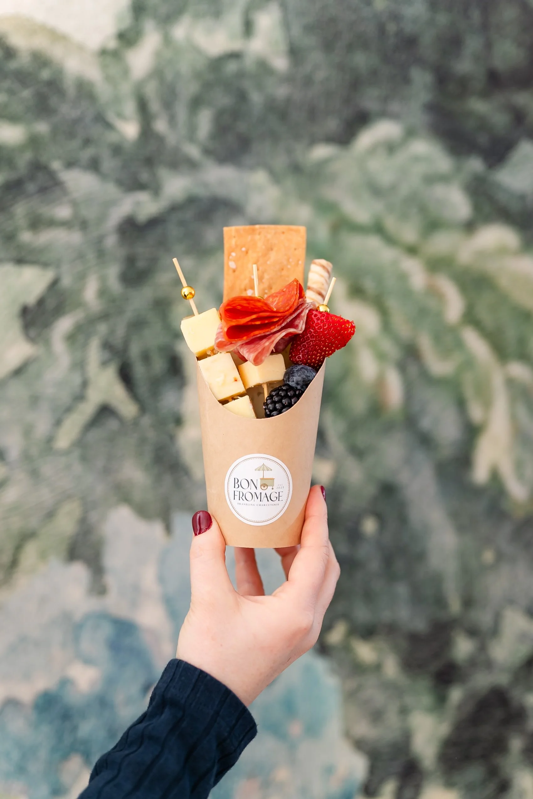 Close-up of charcuterie selections with cheeses and cured meats