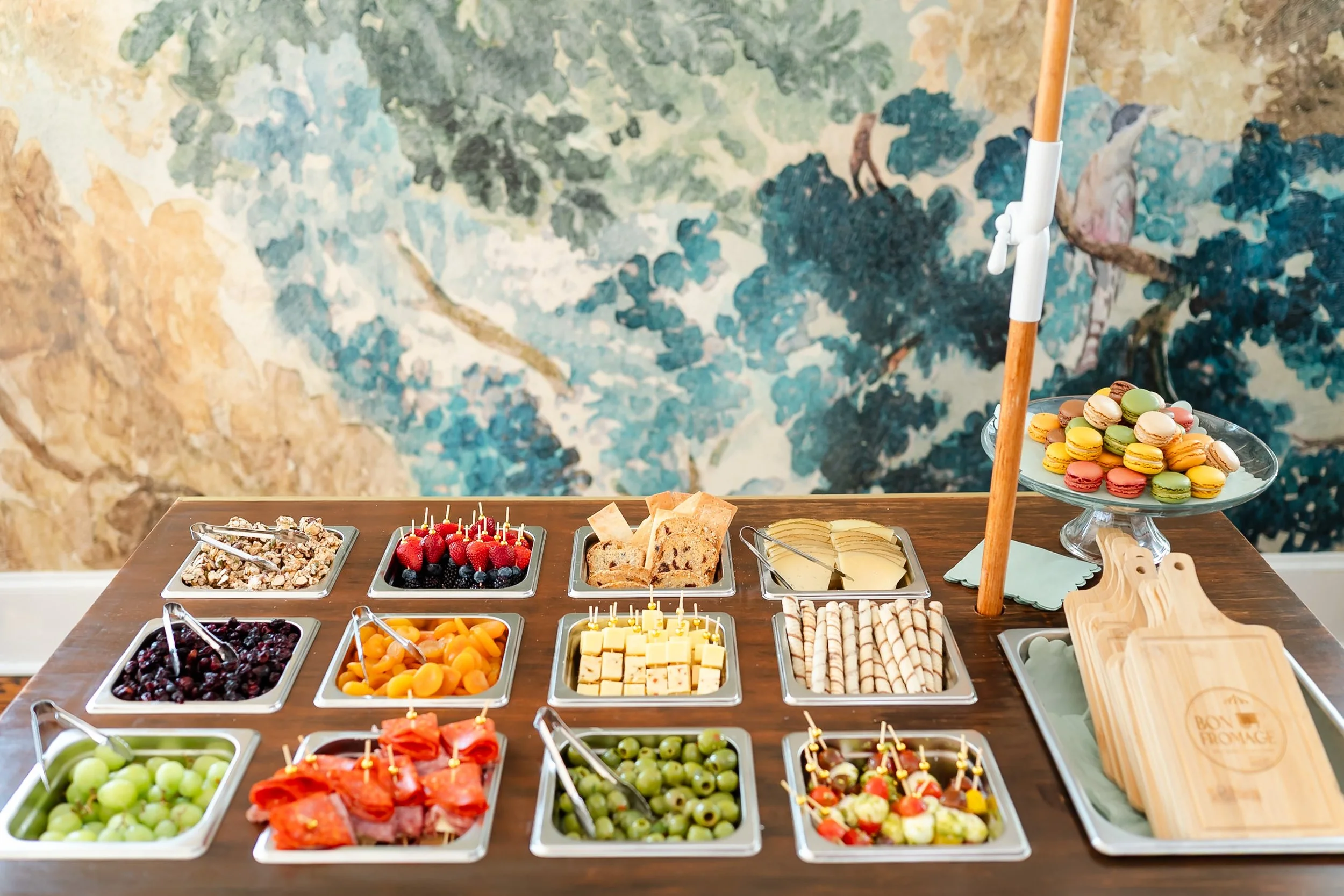 Charcuterie catering setup in indoor venue