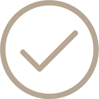 A checkmark inside a circle icon on a black background.