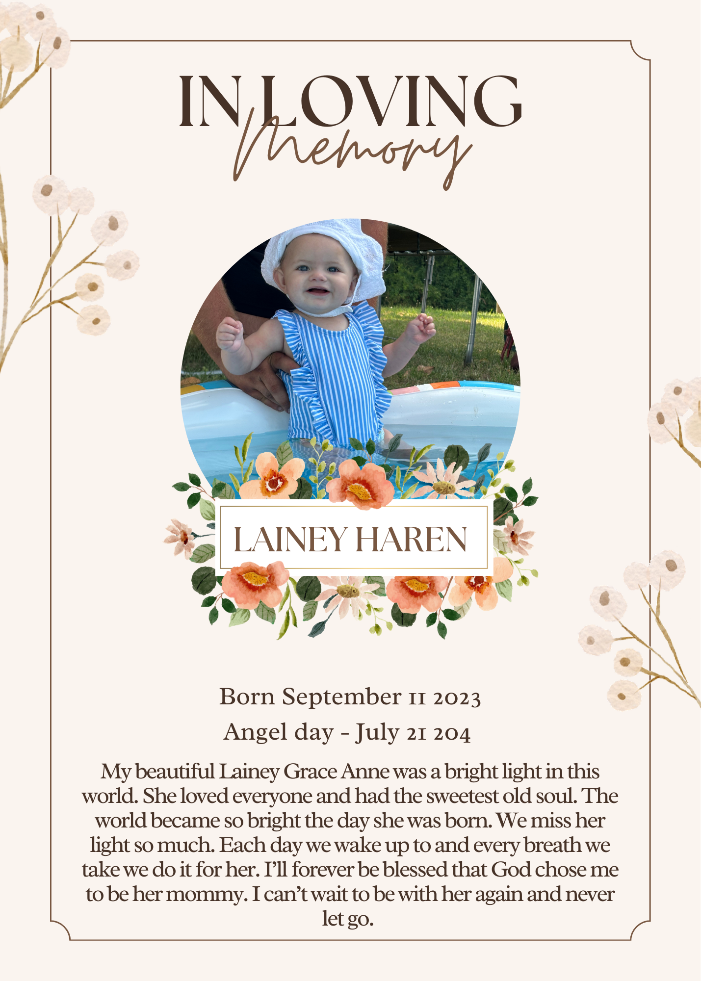 Brown Minimalist Obituary Funeral Portrait Invitation .png