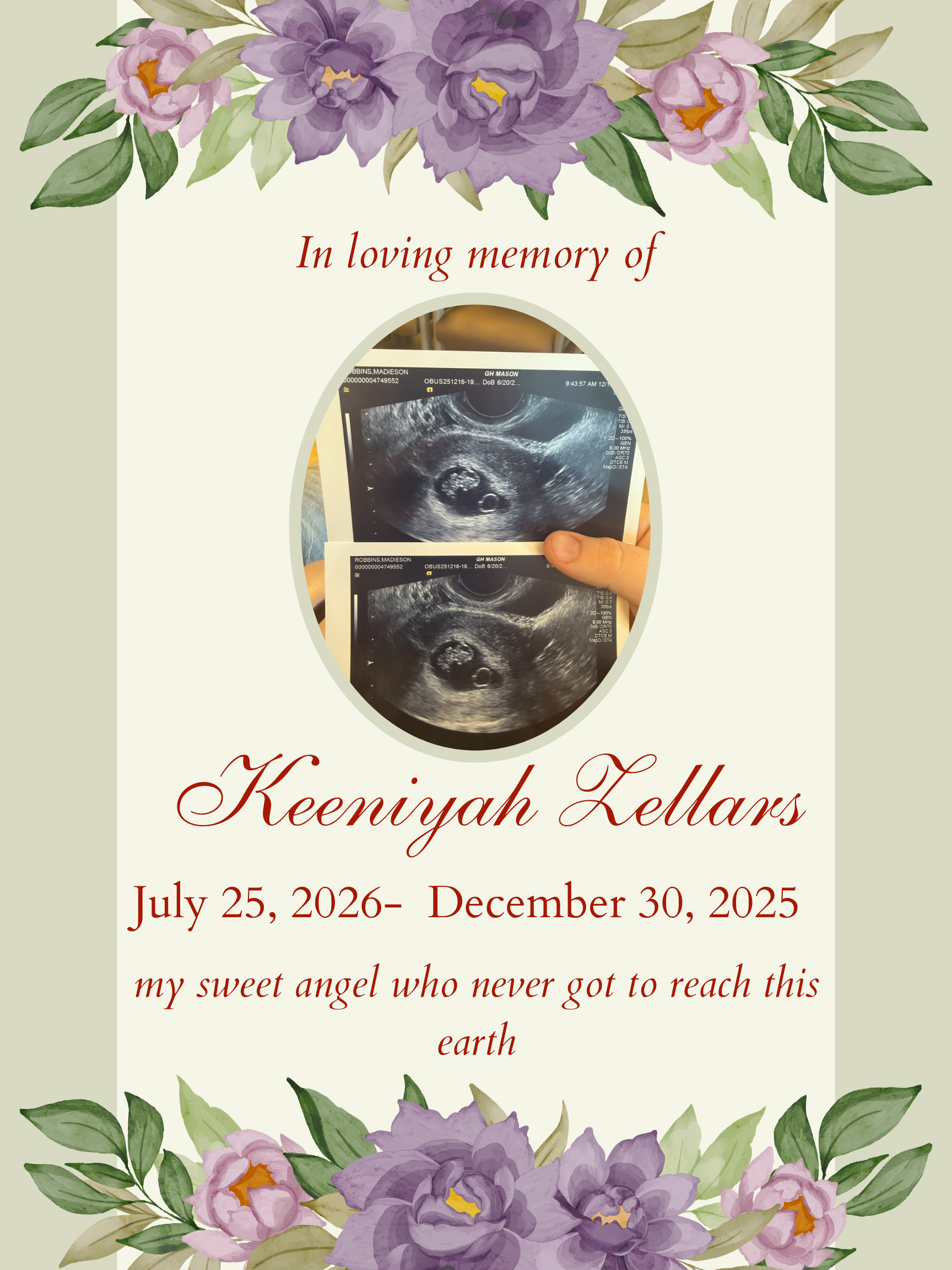 Green Floral Watercolor Illustration In Loving Memory Poster.png