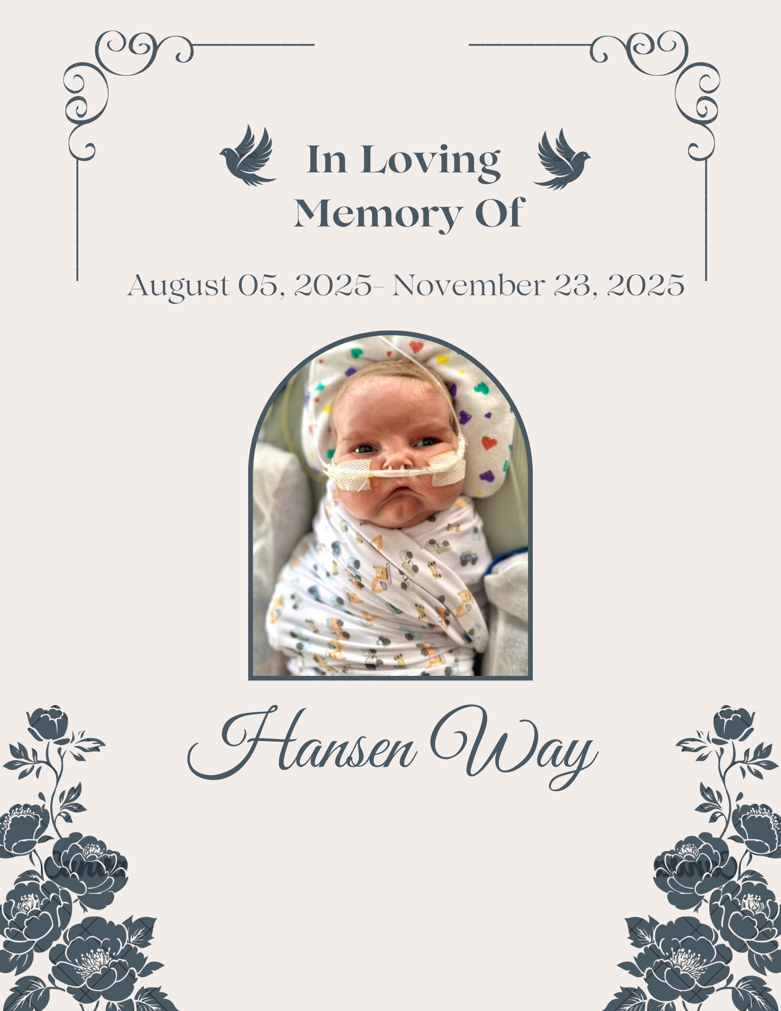 Gray Floral In Loving Memory Flyer.png