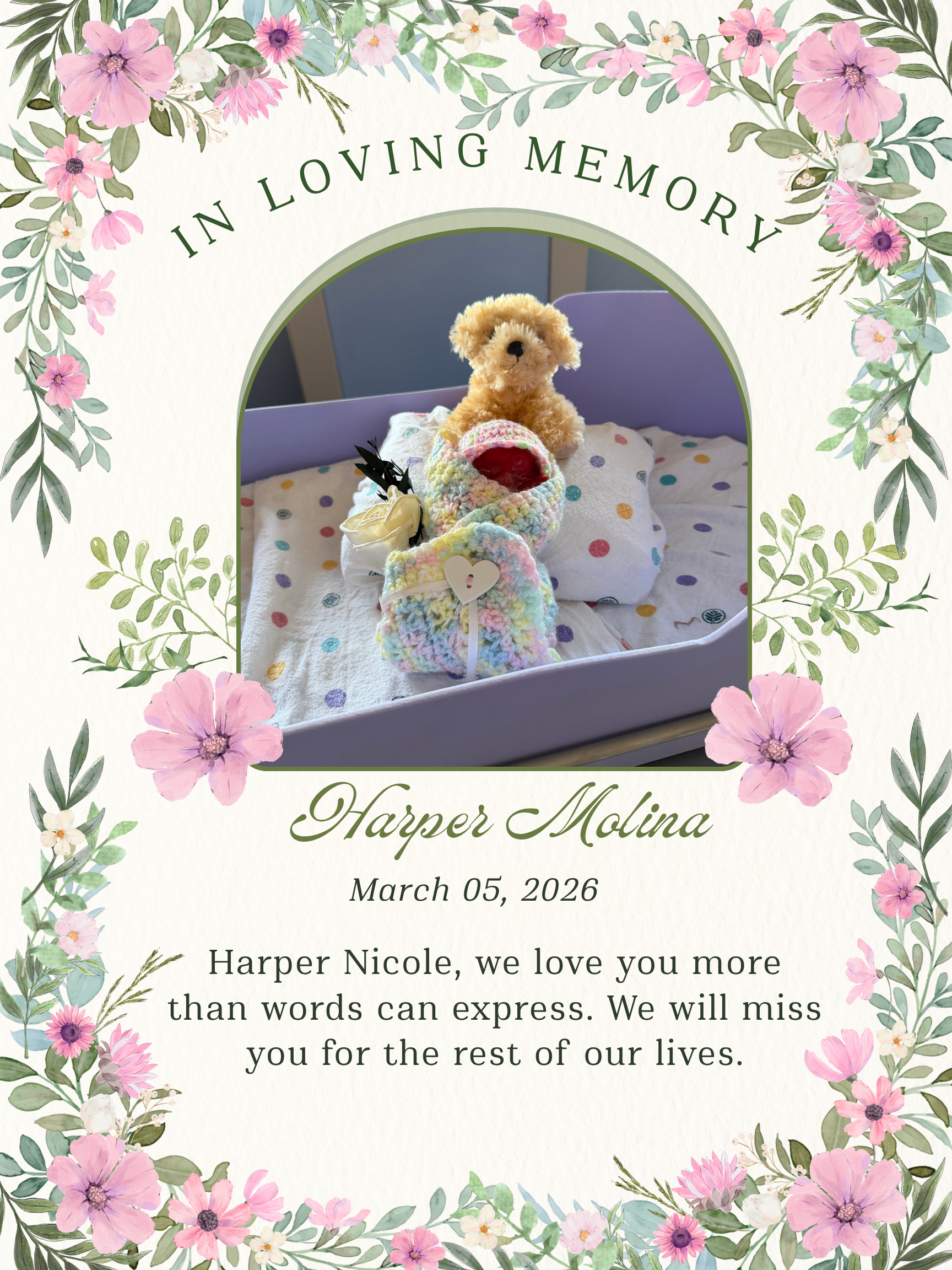Green Pink White Delicate Illustrated Floral Obituary Poster.png