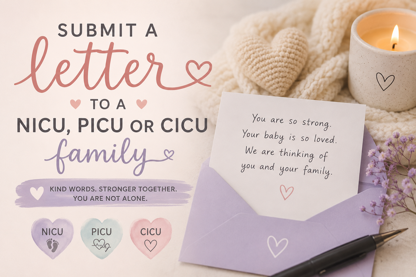 Submit a letter to a NICU, PICU or CICU family 