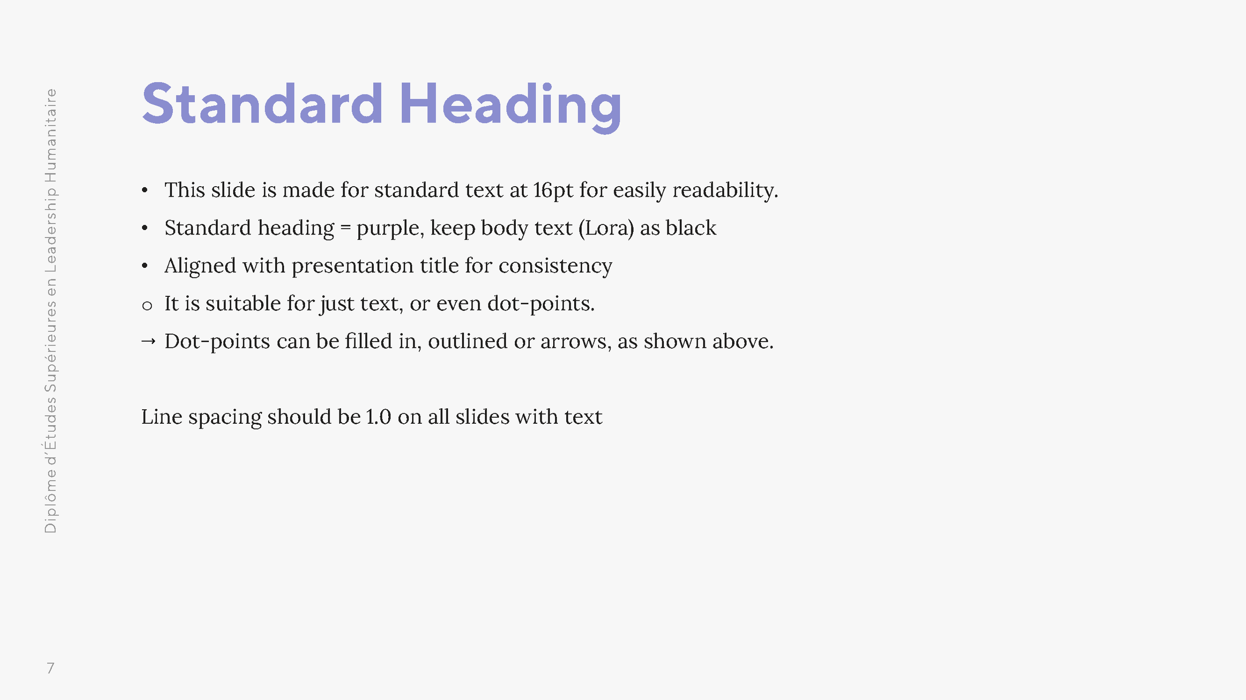 Standard Heading/Page