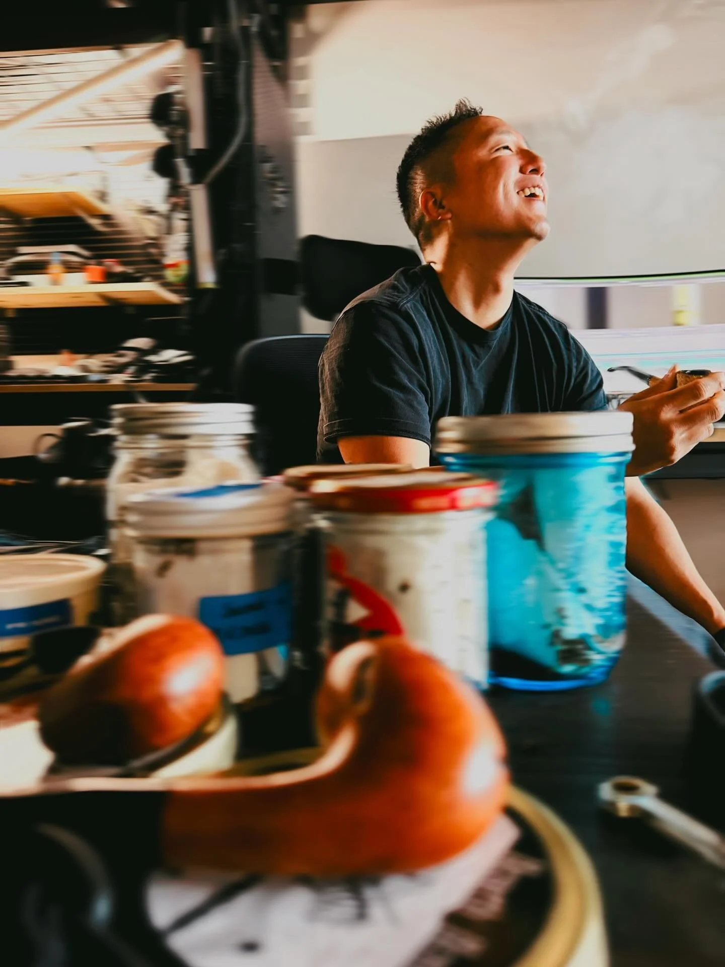 Happy CBS member @danielkwons smoking a pipe on International Pipe Smoking Day in his South Loop art studio! 💥