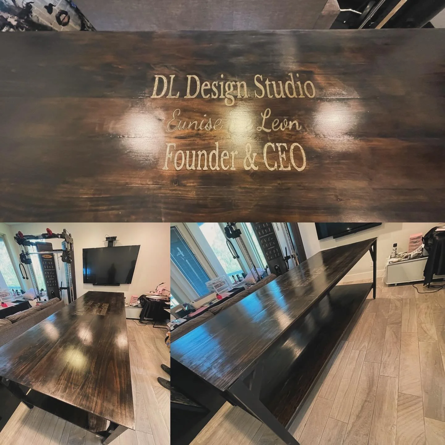 I always enjoy projects that enable me to explore and expand my skills sets. With this particular project, the client wanted their business name embedded onto the table. We went with an epoxy inlay which turned out looking amazing. Very grateful for 