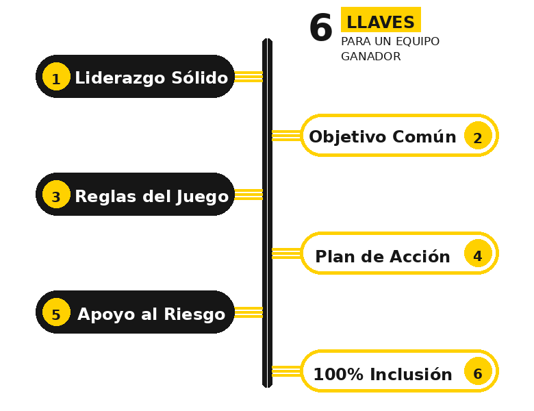 Las llaves para construir un equipo ganador en negocios en Chile: Liderazgo, metas comunes, reglas del juego claras, participación, toma de riesgos.