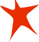 Red star-shaped object on a black background