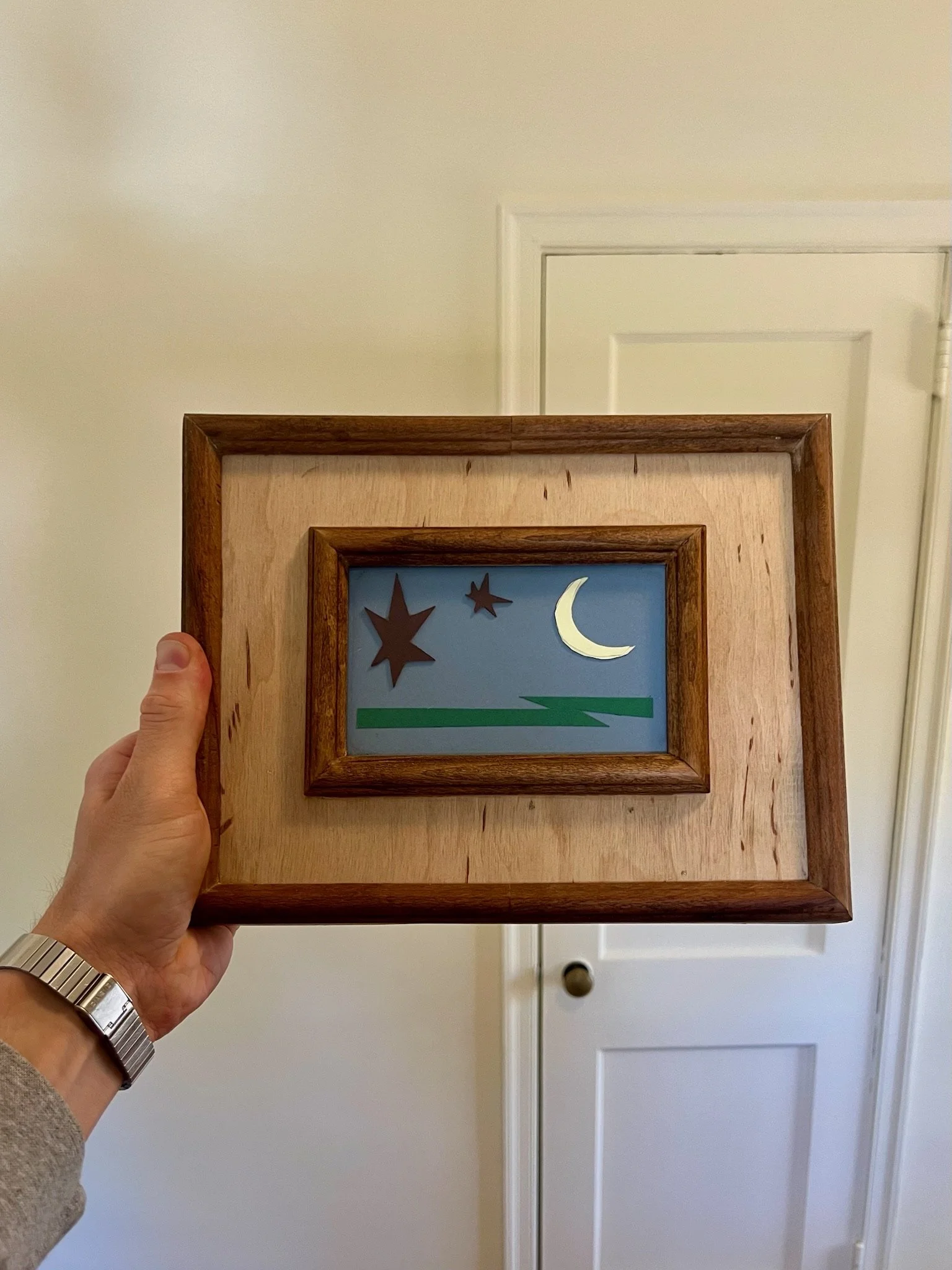 walnut frame, plywood mat