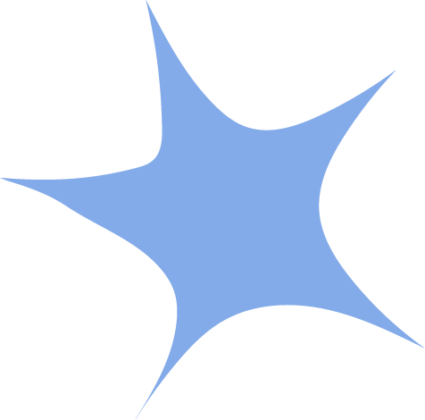 A blue star-shaped explosion or splash on a black background.