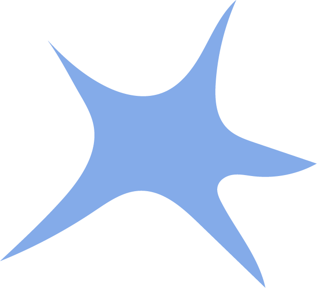 A blue starfish with elongated arms on a black background.