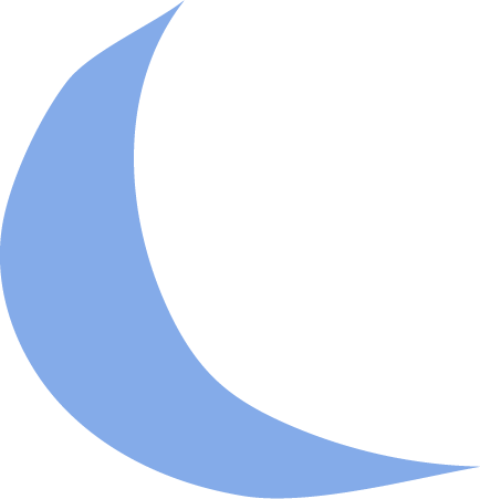 A black background with a large blue crescent moon.