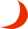 Two-tone crescent moon with black and red colors