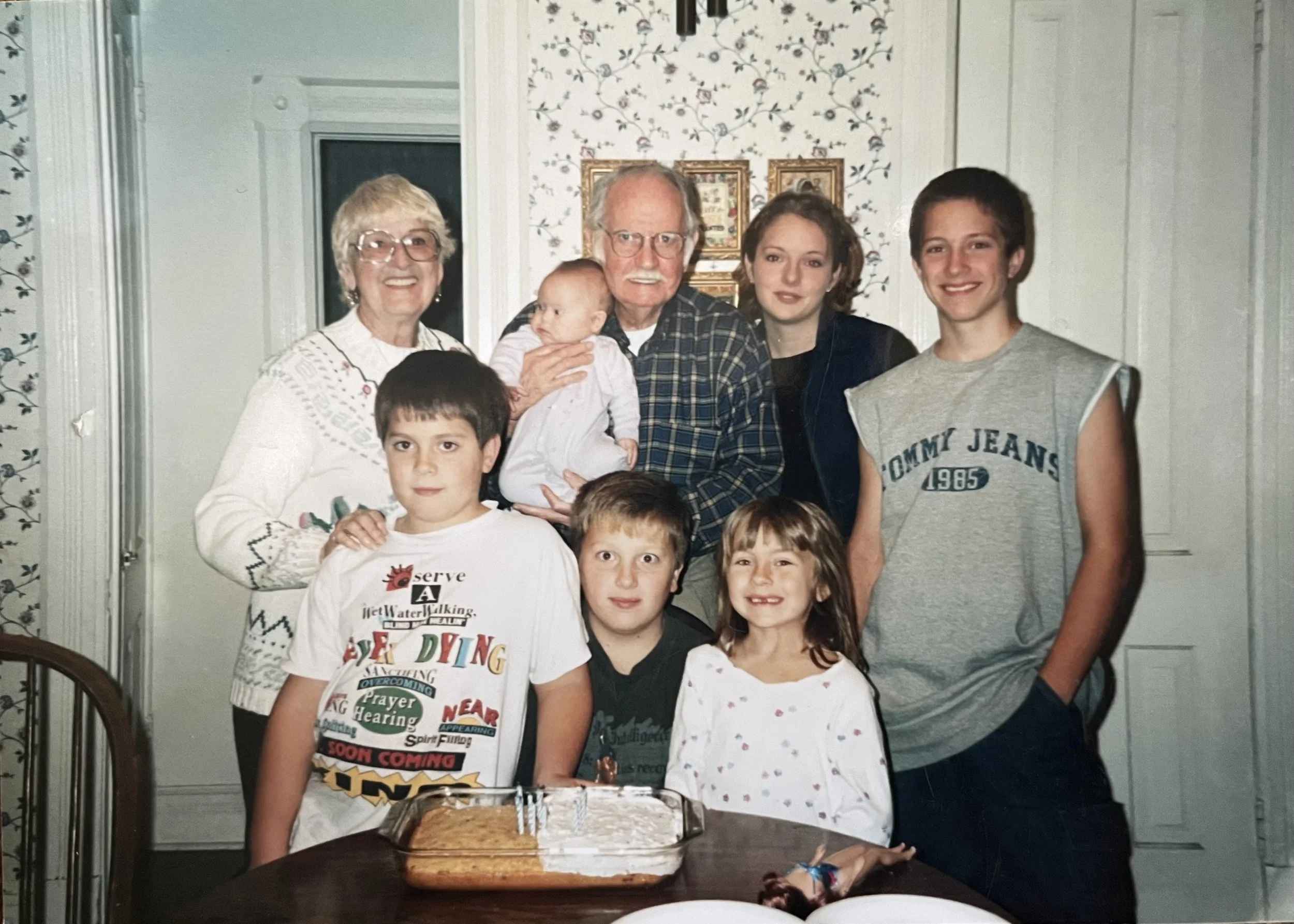 The Barclay kids in Galesburg, Il with Grandma Marilyn and Papaw Chuck celebrating a birthday