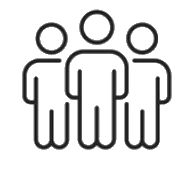 Outline of three people standing side by side.