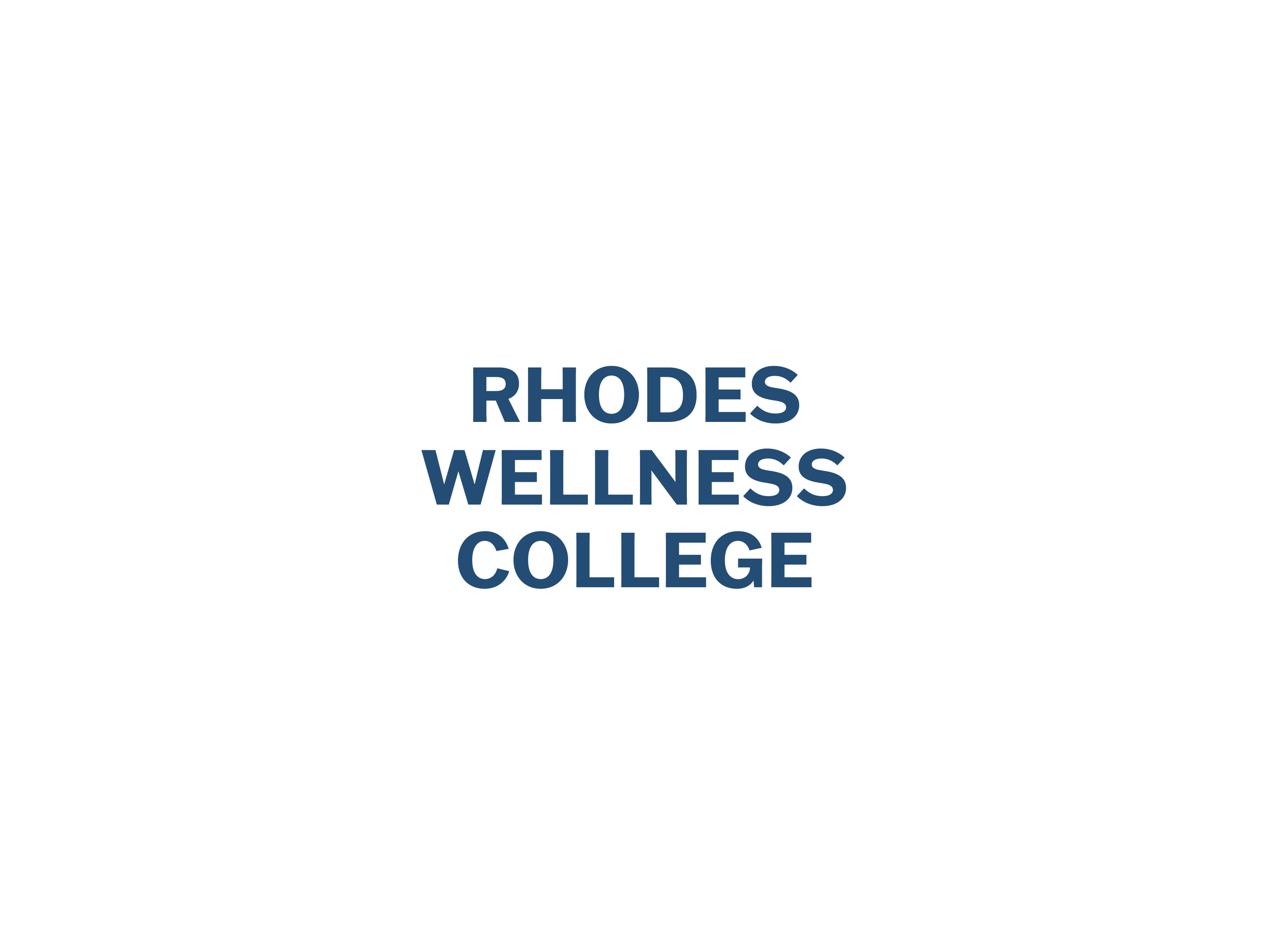 Text reading 'RHODES WELLNESS COLLEGE' centered on a white background.