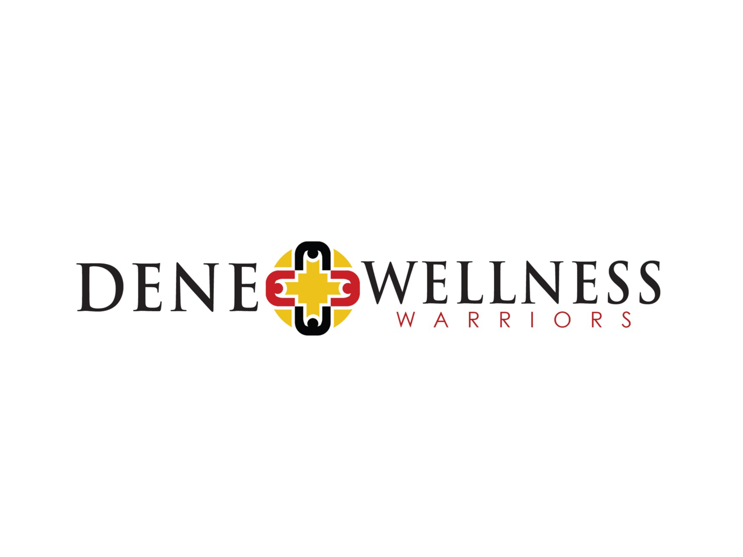 Logo for Dene Wellness Warriors with a symbol integrated into the text.