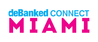 deBanked CONNECT MIAMI logo with the words deBanked, CONNECT, and MIAMI in blue, light blue, and pink text.
