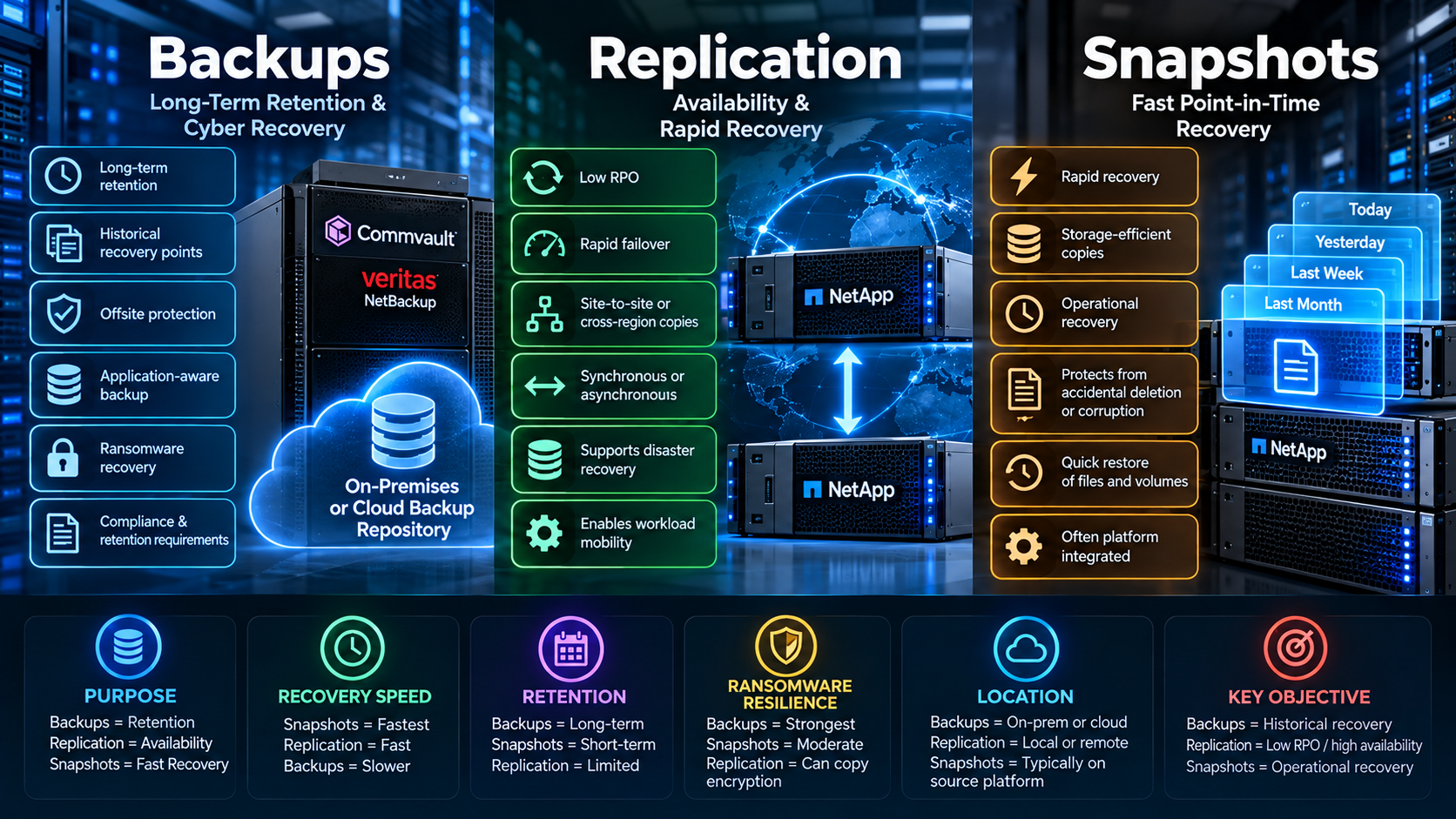 Backup vs. Replication vs. Snapshots: Understanding the Differences