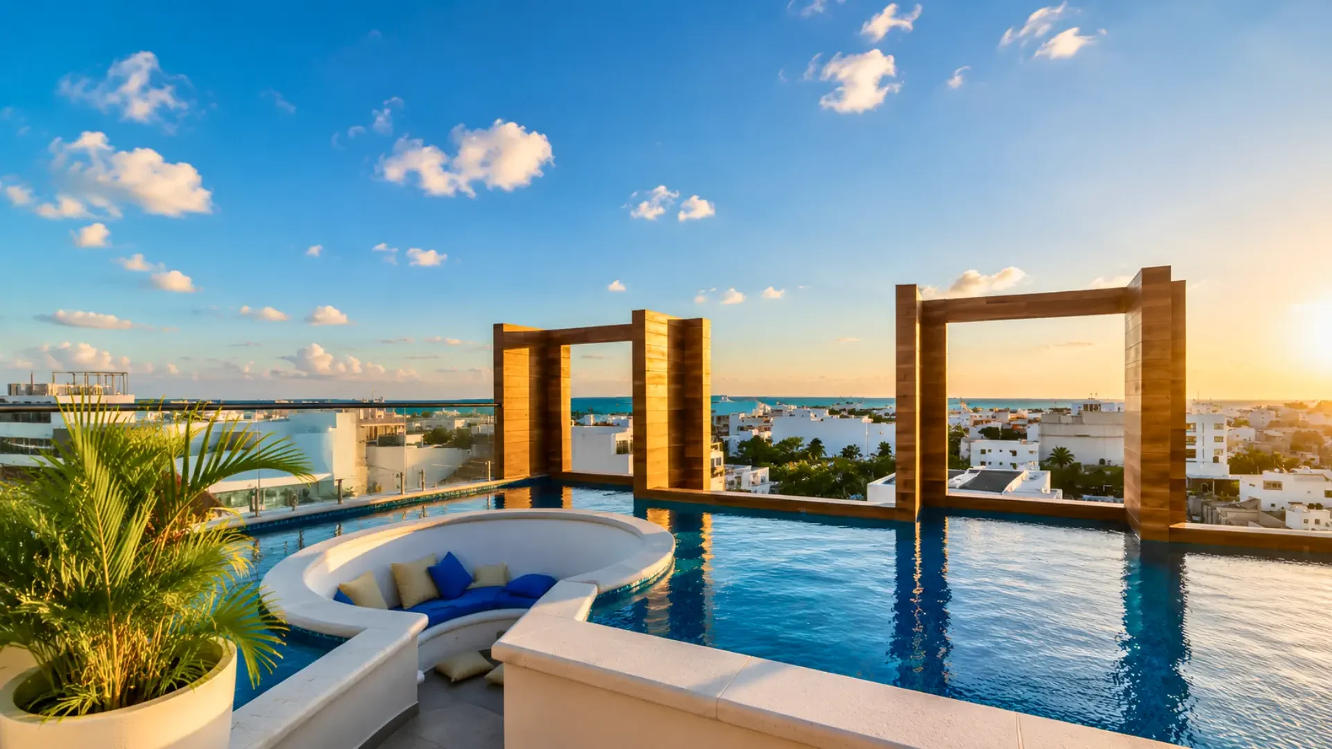 Rooftop pool at Cosmo 42 near the beach in Playa del Carmen