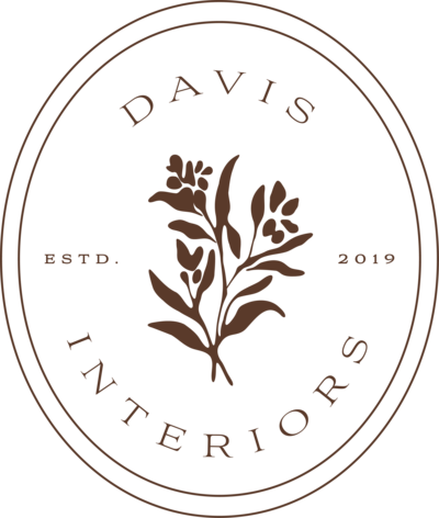 A circular logo with the text 'Davis Linterniors' and 'ESTD 2019,' featuring a stylized plant in the center.