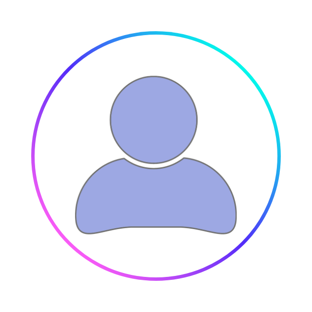 A generic user profile icon with a circular outline in gradient colors, featuring a simplified person silhouette inside.
