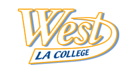 Logo of West LA College featuring text in stylized font with a blue and orange color scheme.