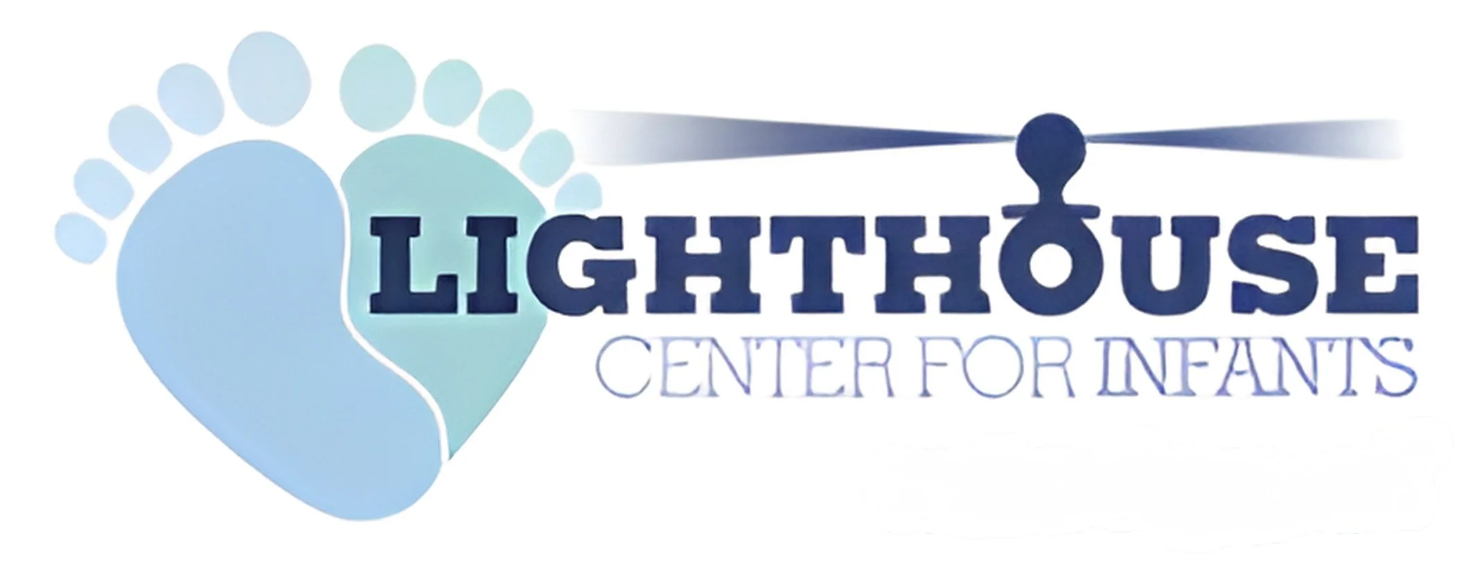 Lighthouse Center for Infants logo featuring a blue heart and a white lighthouse beam.