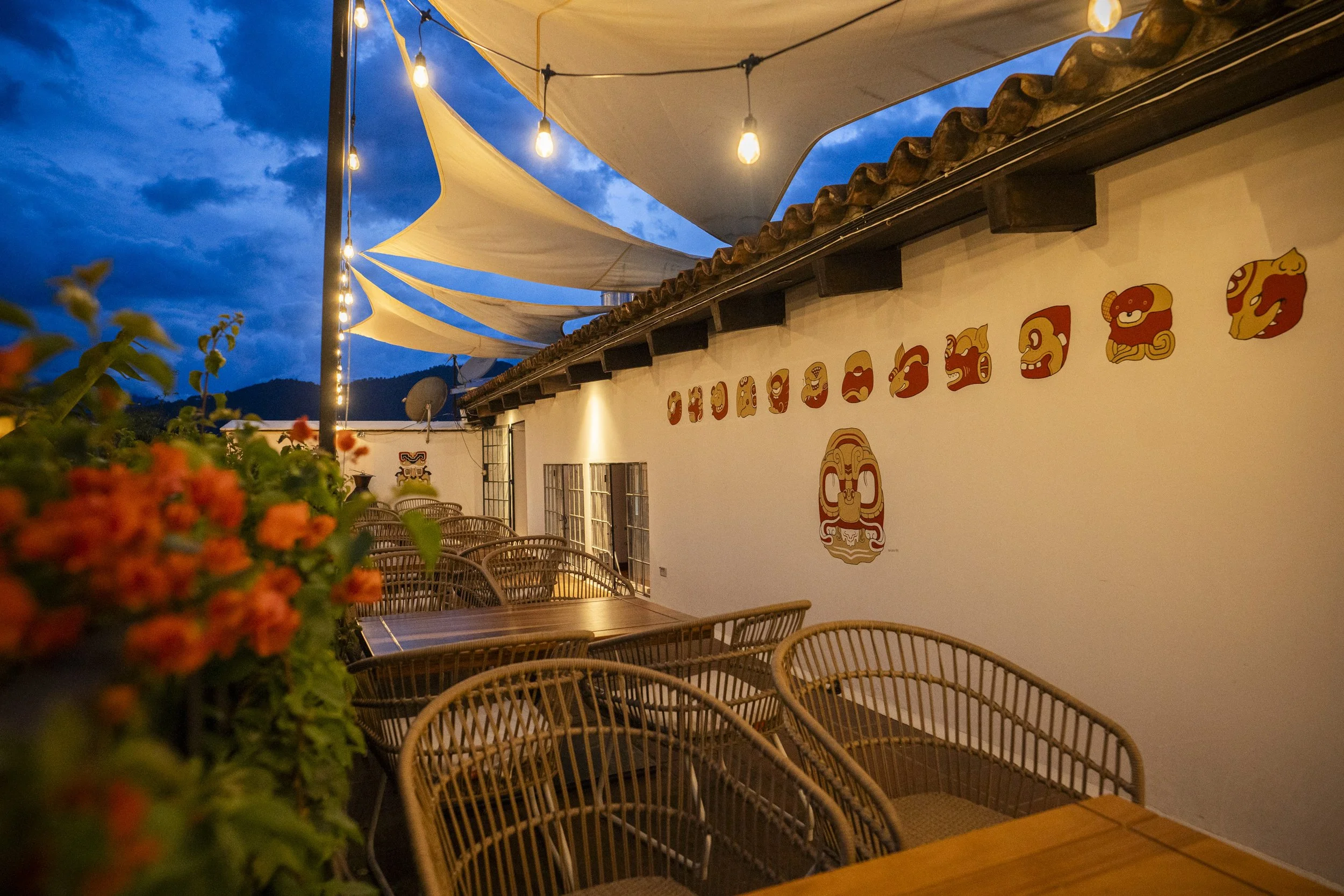 Terrace with tables at ITZAM Antigua Guatemala