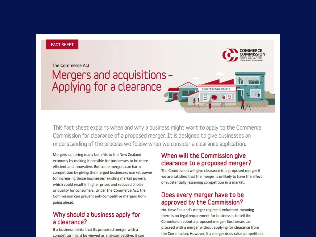 Applying for a merger clearance fact sheet