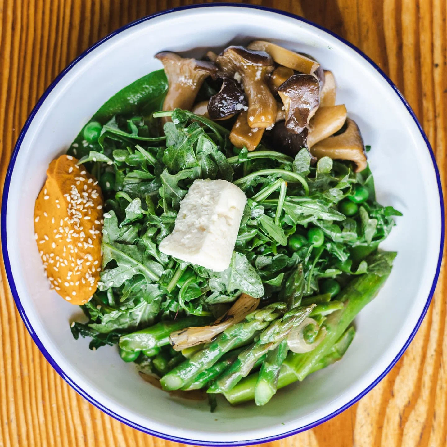 More spring changes hitting the menu this weekend! First up for an in-depth look is Roots and Shoots 🌱

The Spring Roots and Shoots begins with a swoosh of spinach pesto (blanched spinach, pine nuts, garlic, lemon zest and olive oil). The next layer