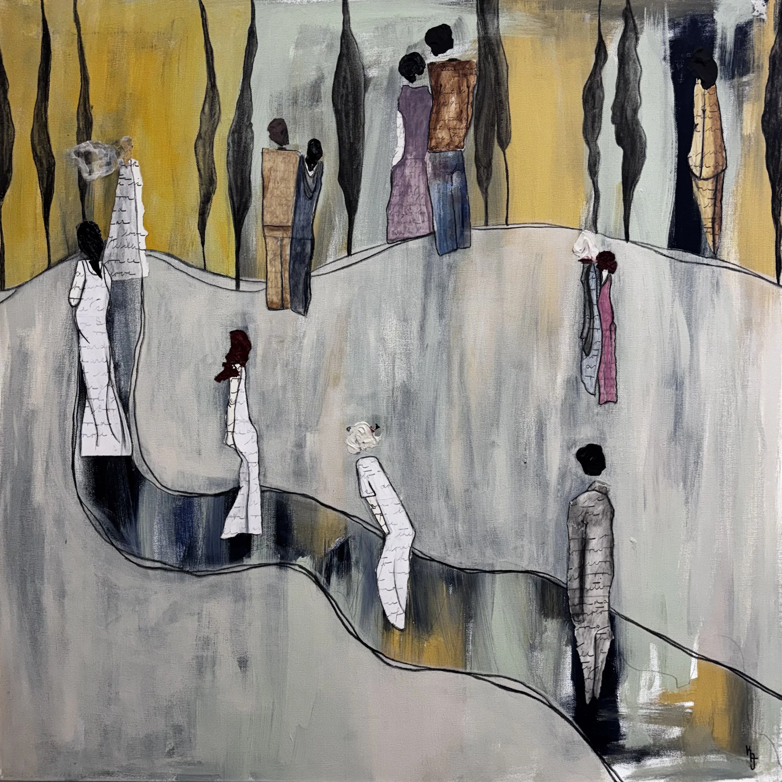 Wedding People - Mixed Media - 30x30 - $675