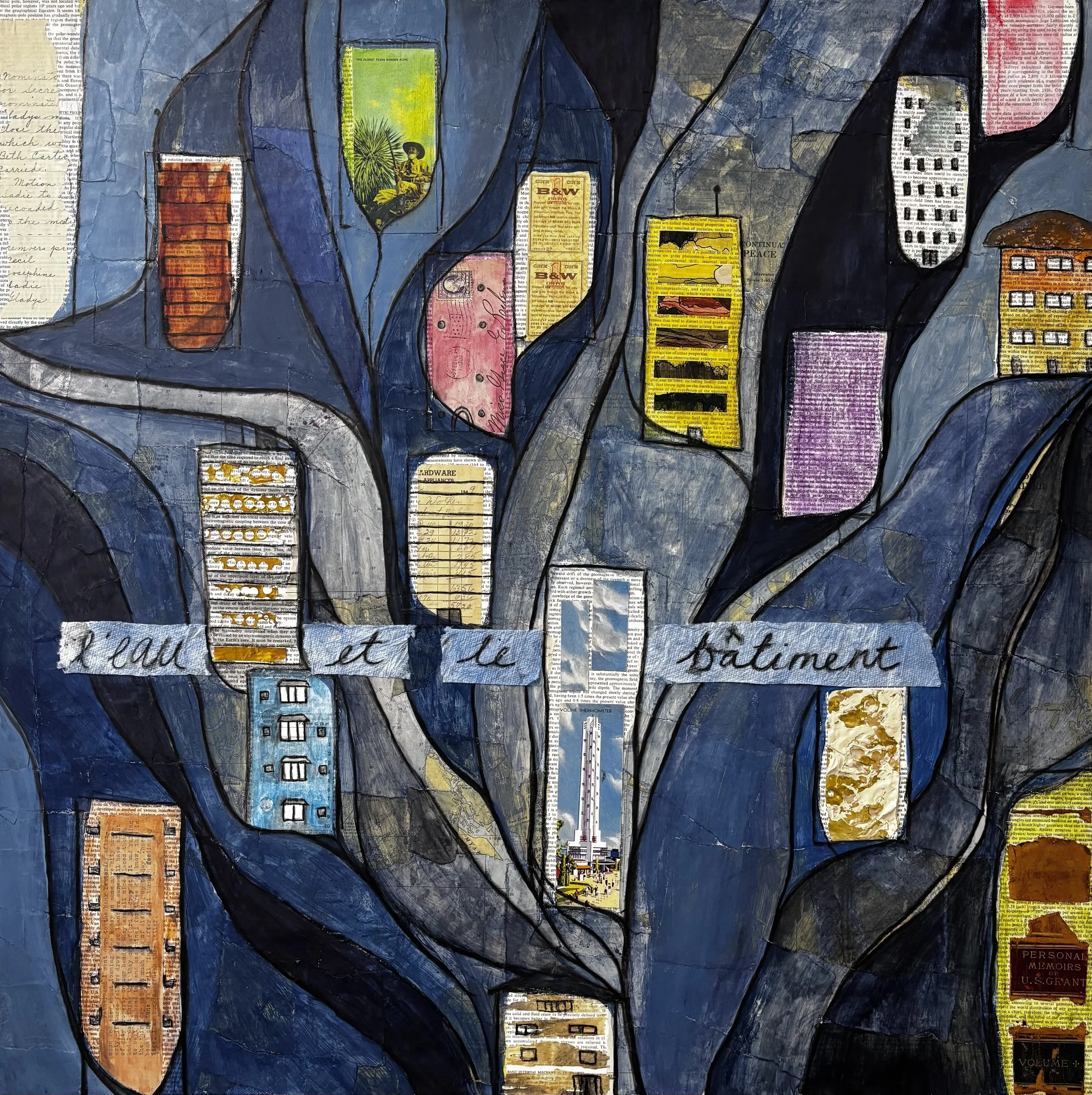 L'eau et le bâtiment - Mixed Media - 30x30 - $900