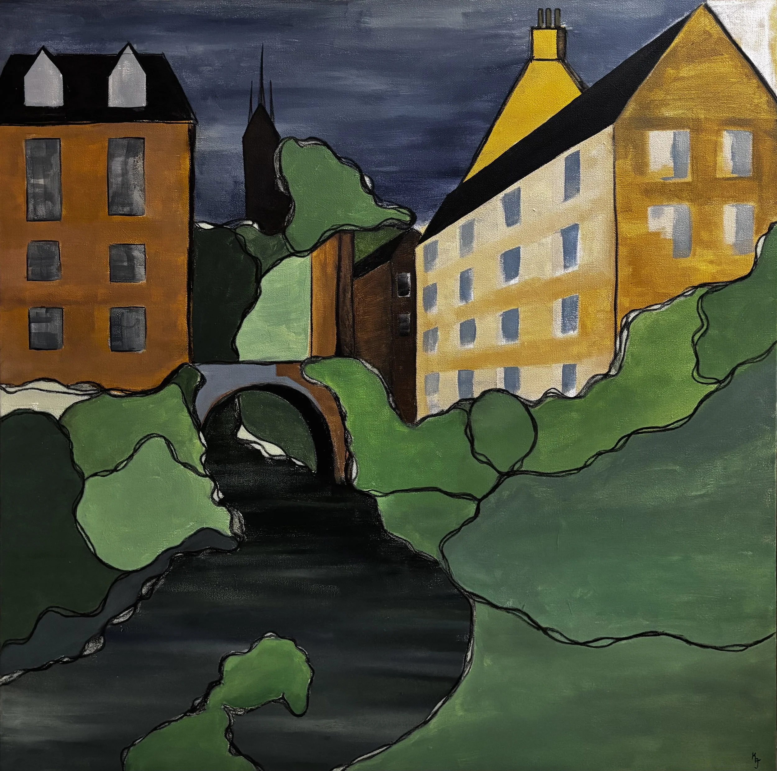 Village in Scotland - Acrylic - 30x30 - $900