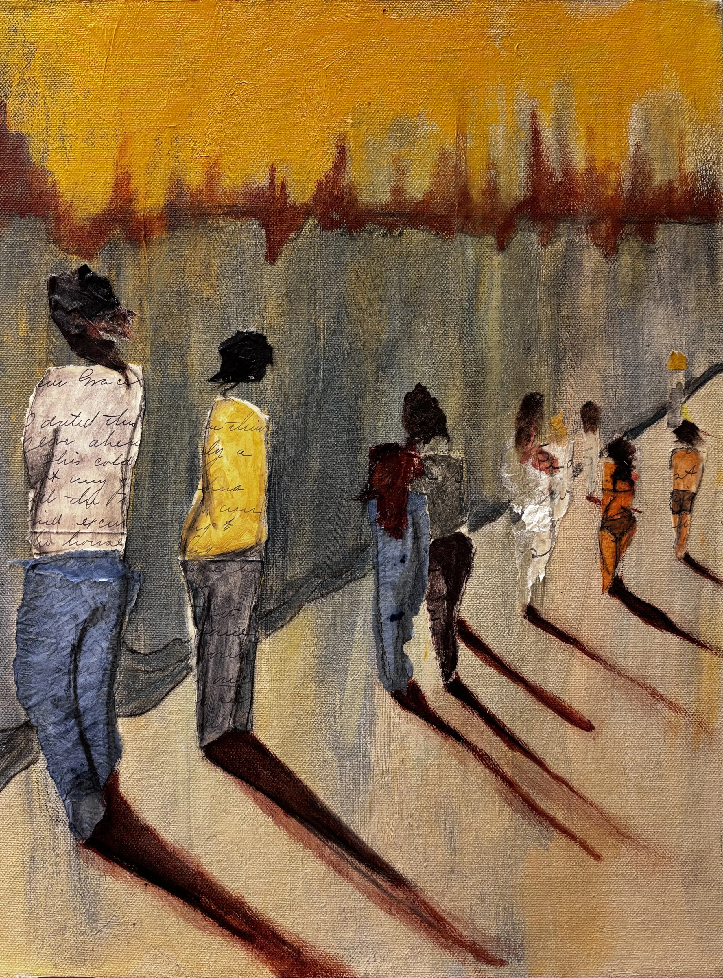 Beach People - Mixed Media - 12x16 - $145