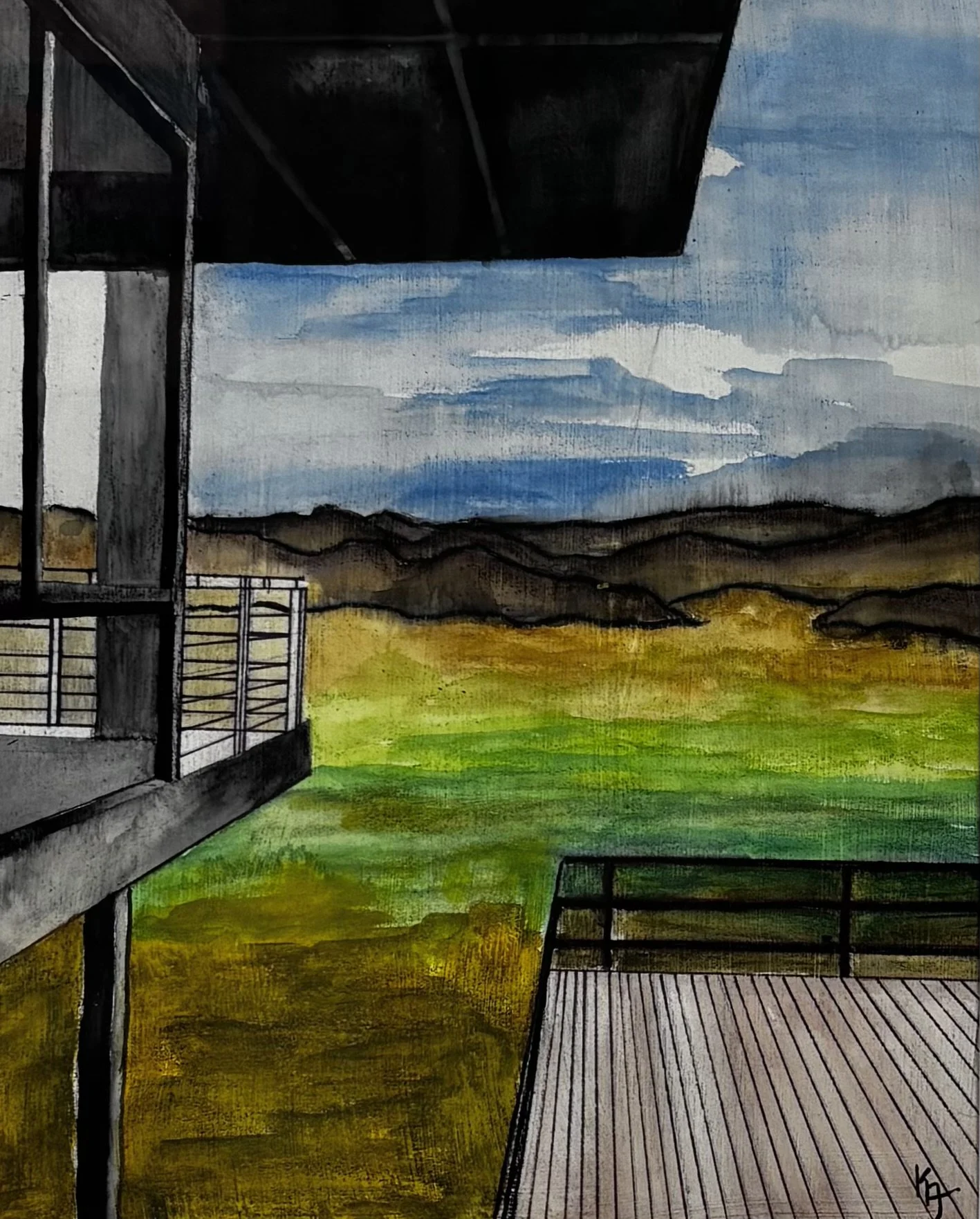 Vista - Water color & Ink - 9x12 - $80