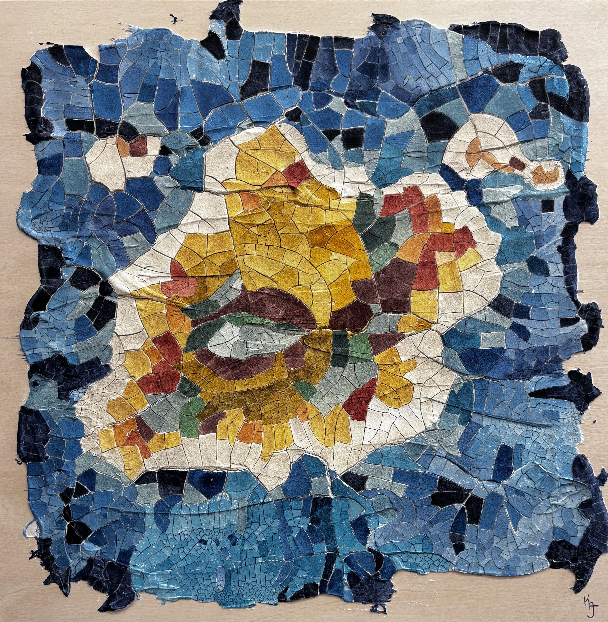 Secret Island - Crackle Medium & Acrylic - 12x12 - $110