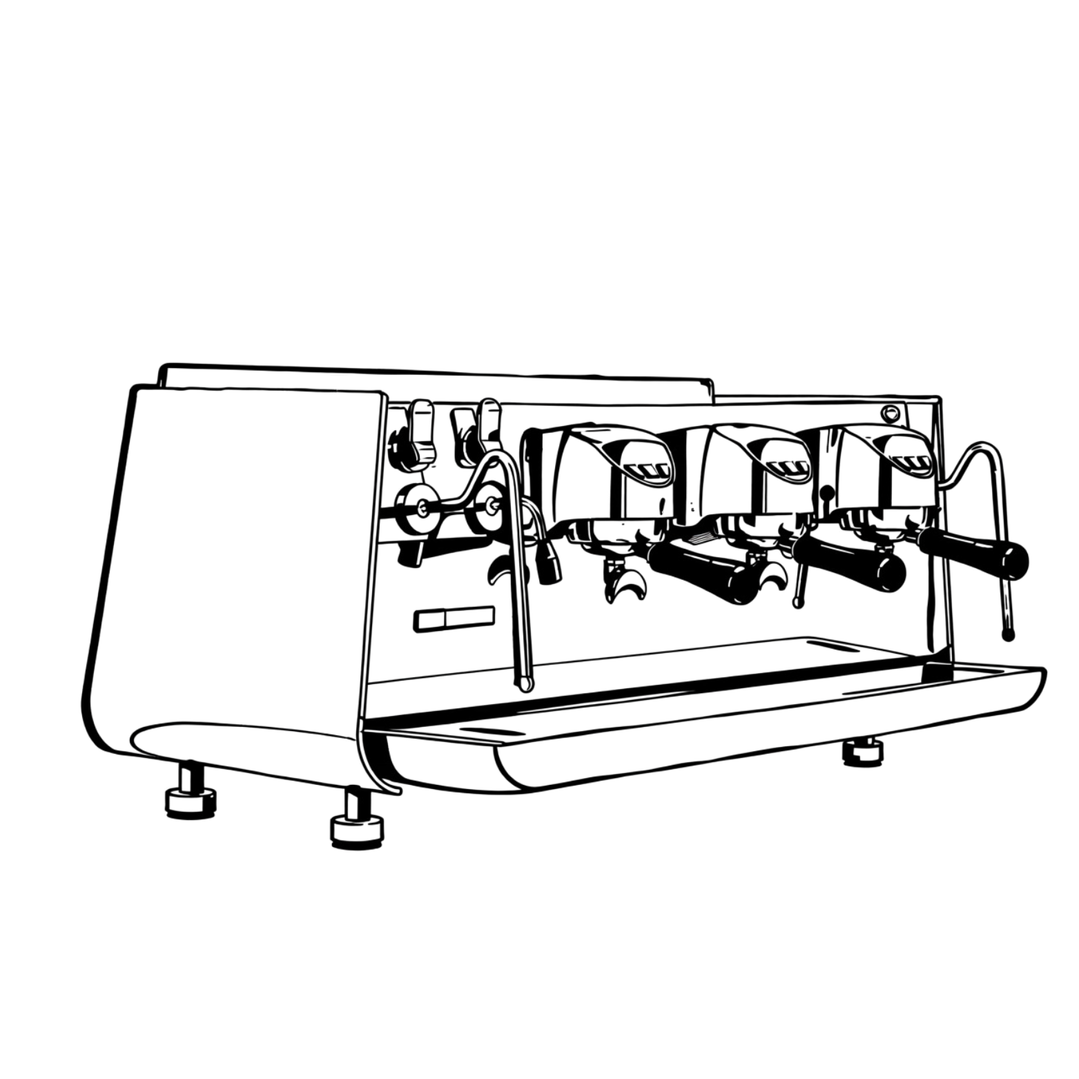 Dark silhouette of a espresso machine.