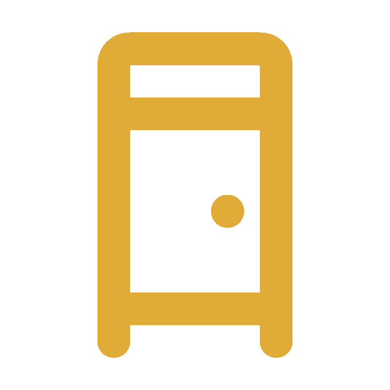 Icon of a safe with a gold-colored body and a black dial or handle in the center.
