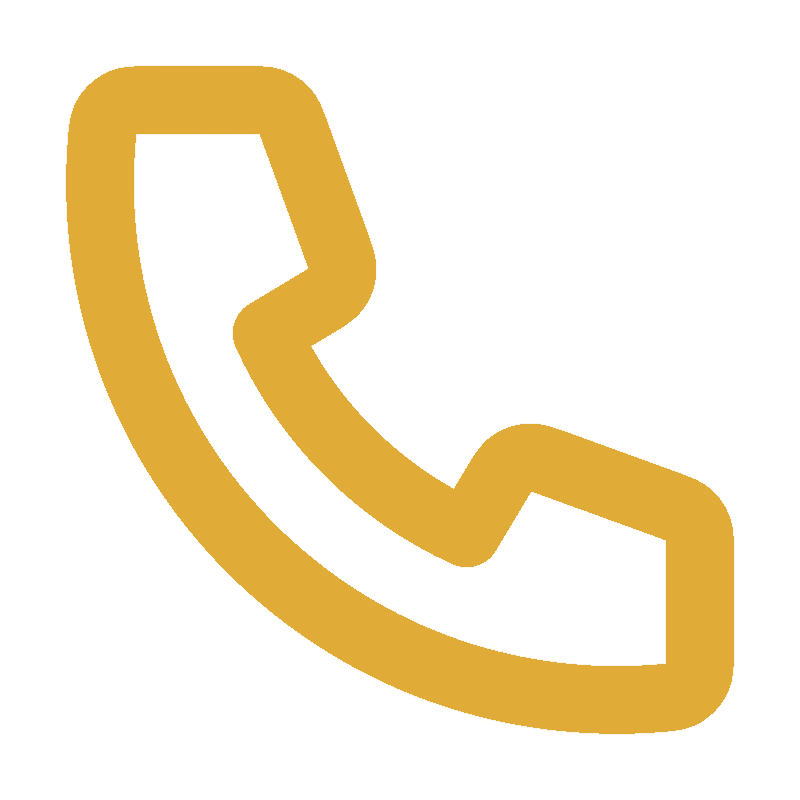 Gold telephone icon on black background.