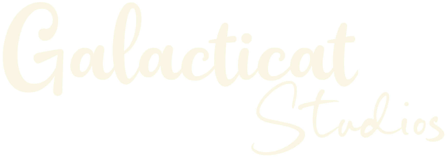 Logo with the words "Galacticat Studios" in a stylized, cursive font.