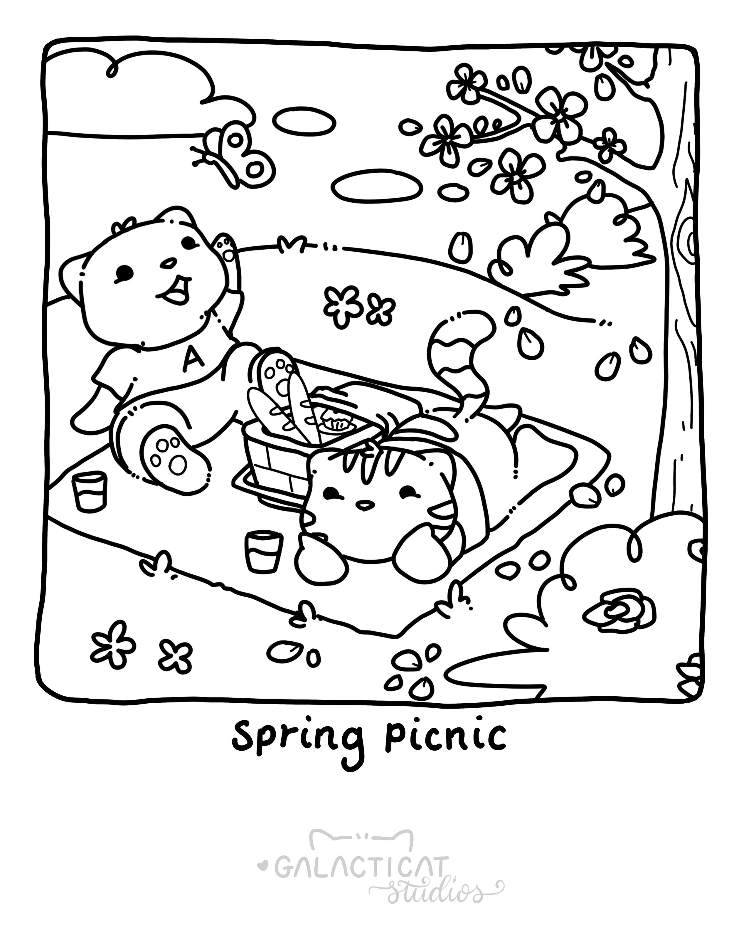 A black and white illustrated logo for 'GalacticCat Studios,' featuring a cat's face outline and text in a playful font.