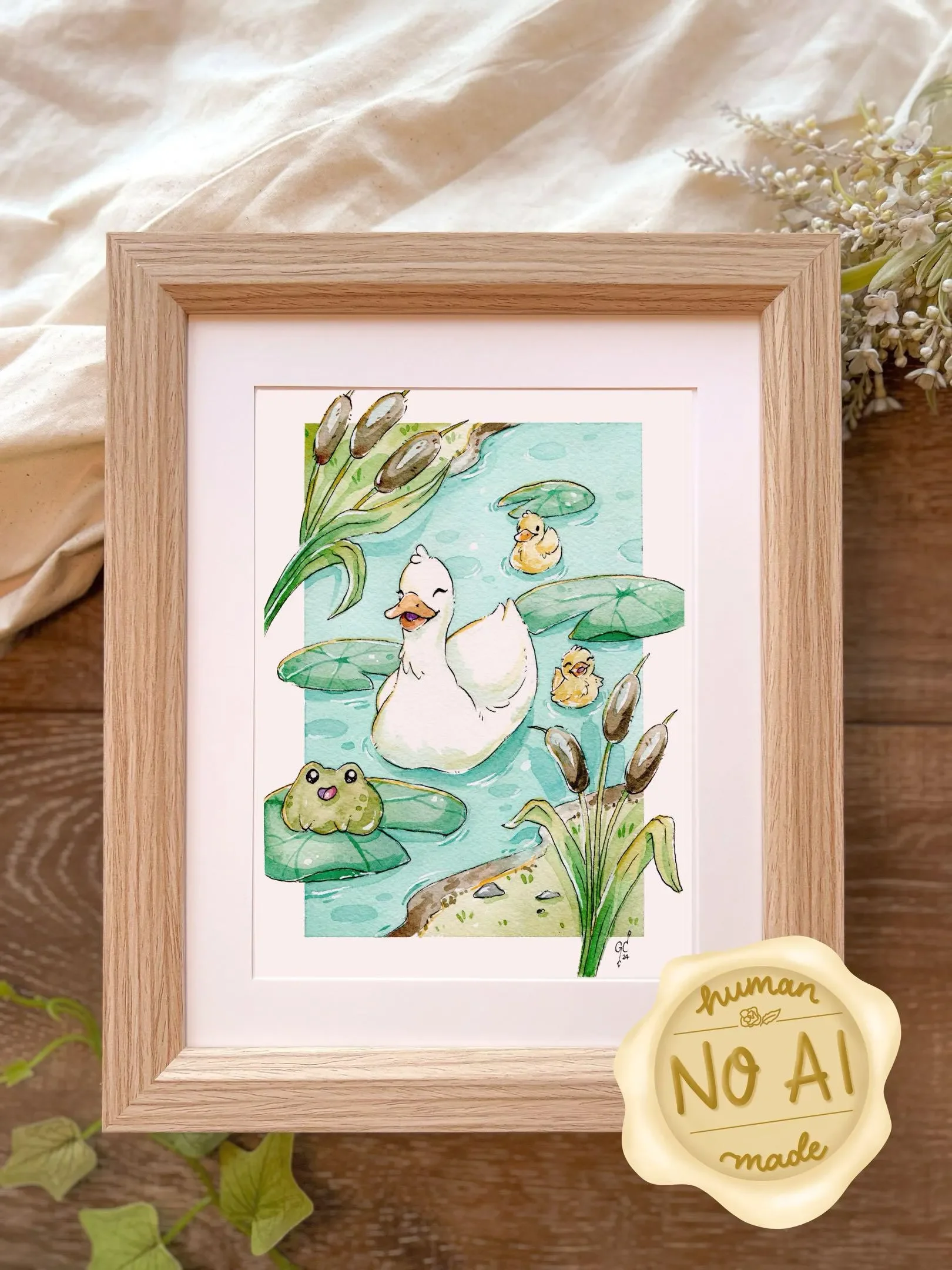 Cute Ducks Swimming in a Pond