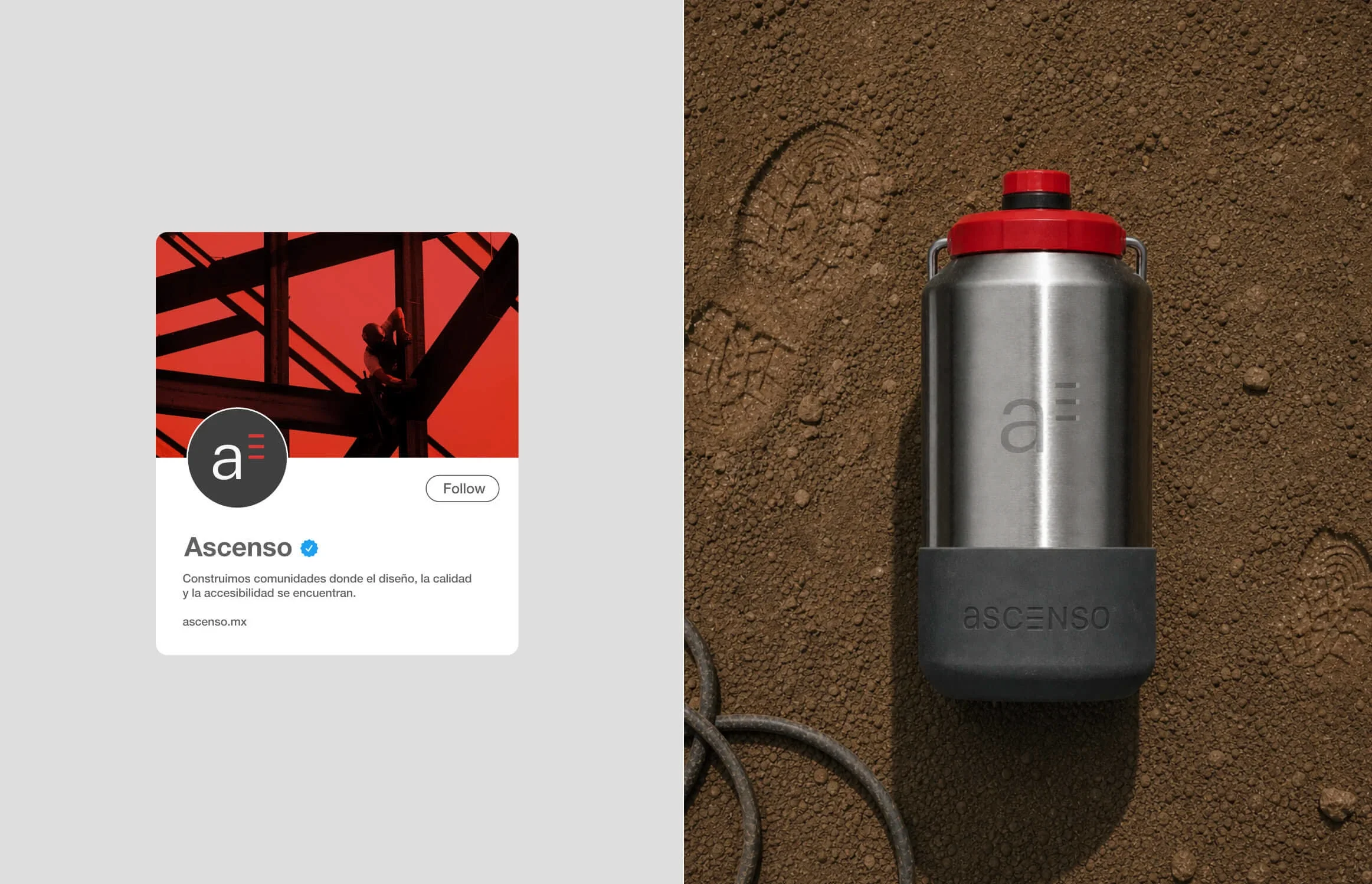 Social media profile design for a construction company brand identity project.