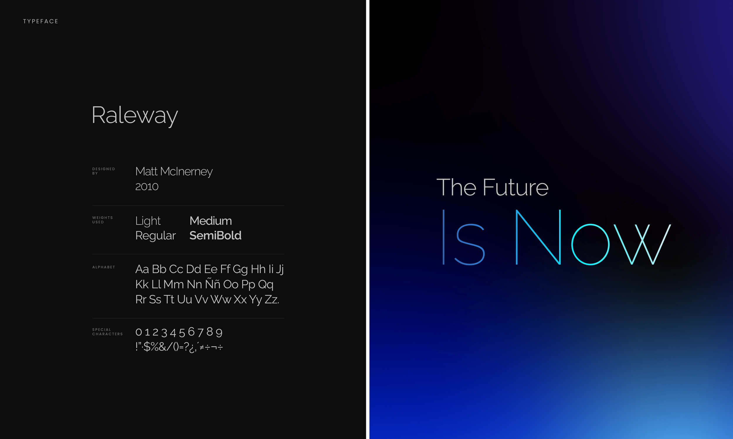 Typography specimen from brand identity guidelines, Raleway font system