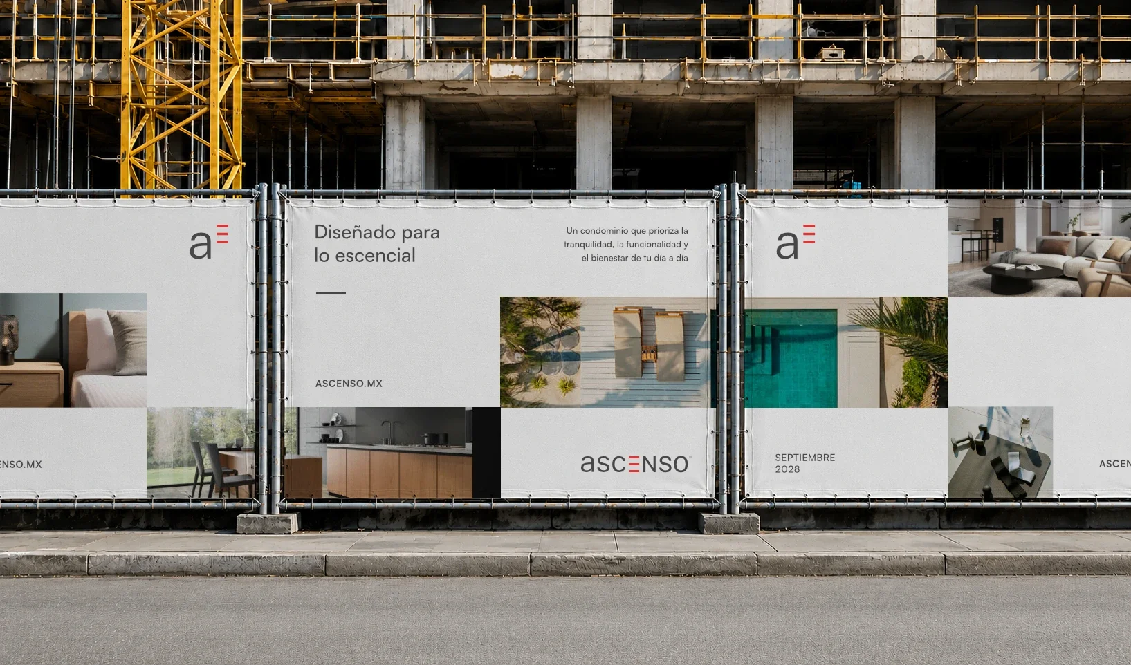 Outdoor construction site branding designed for a residential developer.
